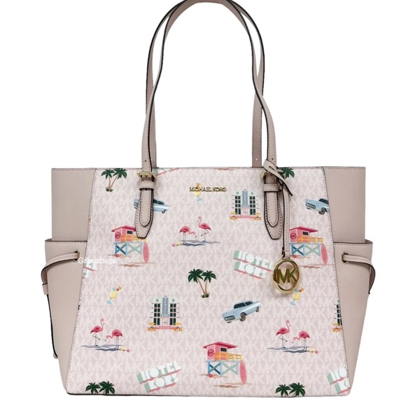 Michael Kors Gilly Large Tote Light Powder Blush Pink MK Miami Beach - Picture 4 of 9